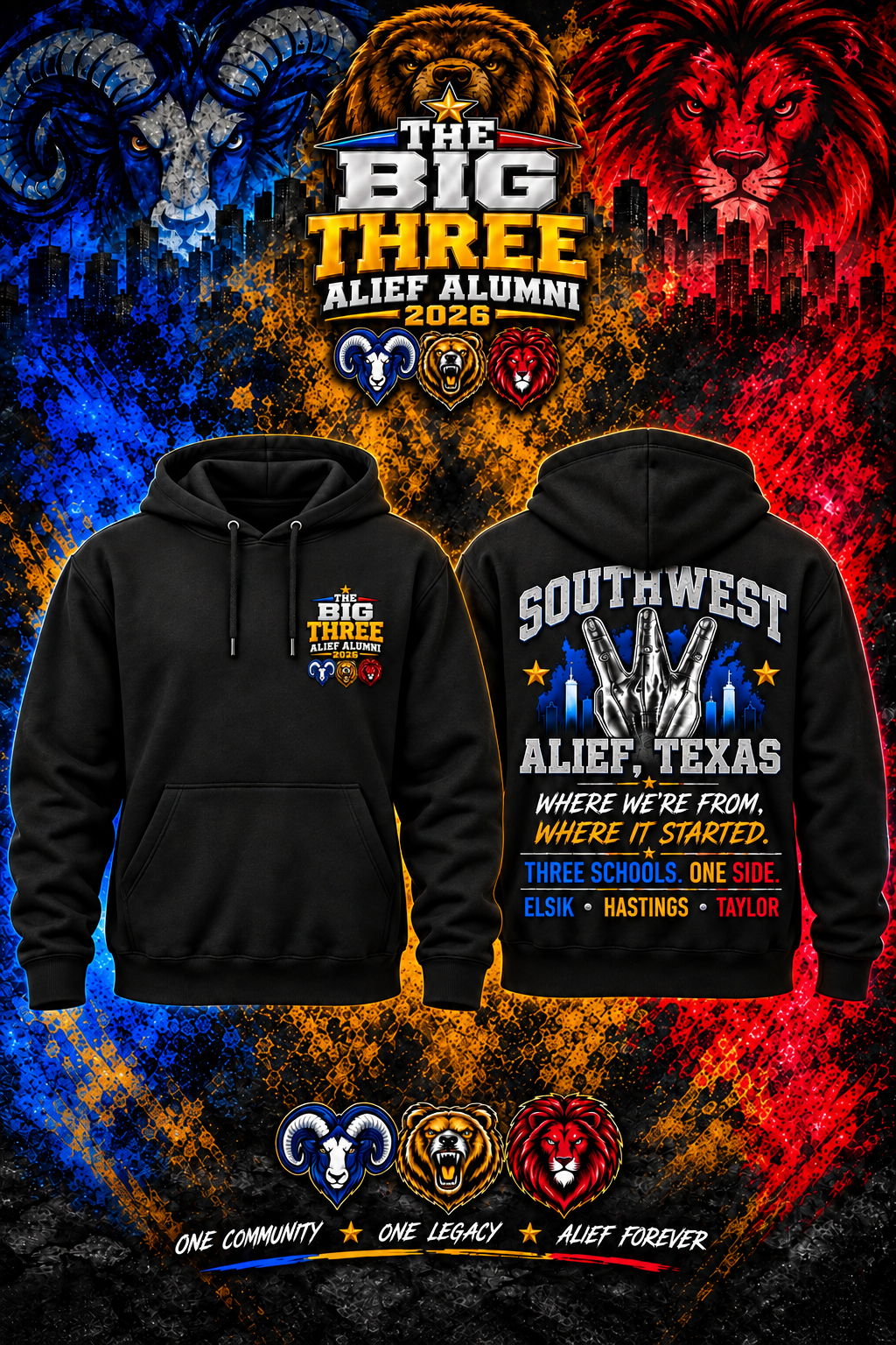 The Big 3 Alief Alumni Hoodie - Black