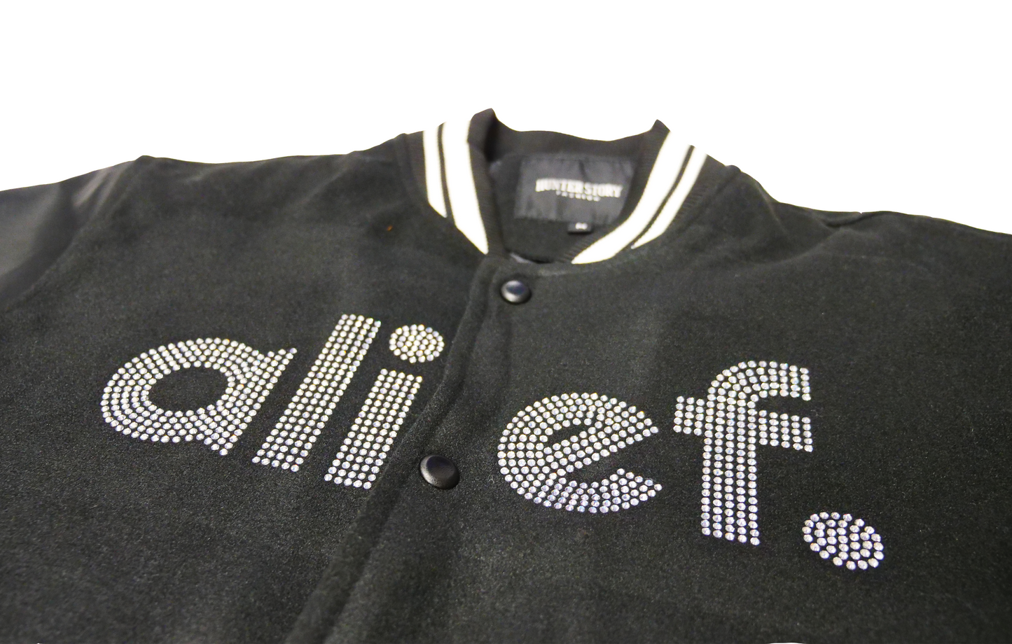 Alief Rhinestone Varsity Jacket - Black