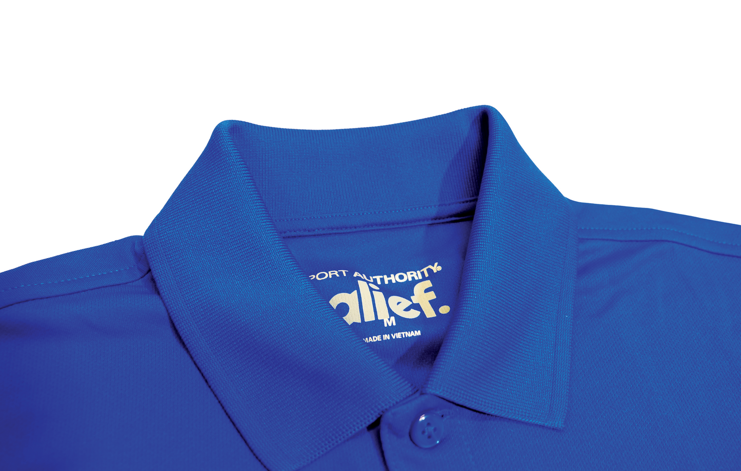 Embroidered Bold Alief Collar T-Shirts - Blue/ White