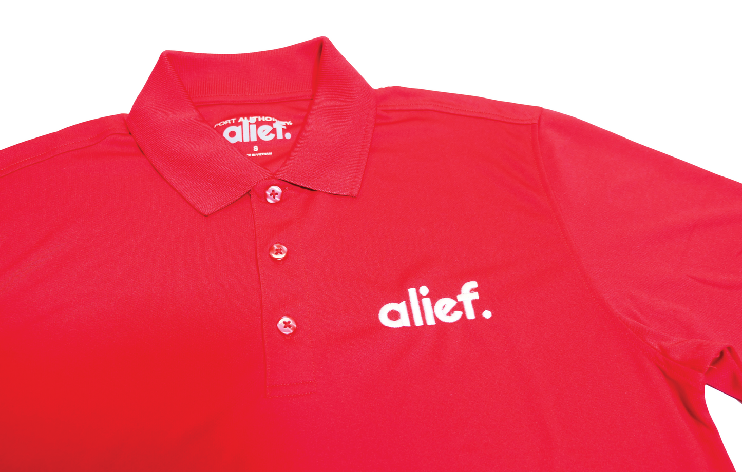 Embroidered Bold Alief Collar T-Shirts - Red/ White