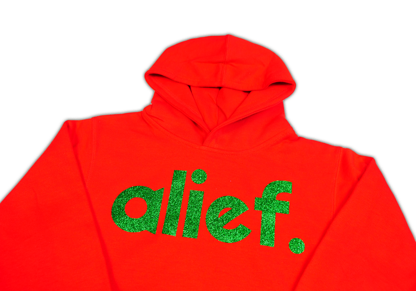 Alief Kids Glitter Hoodie- Red/Green Glitter