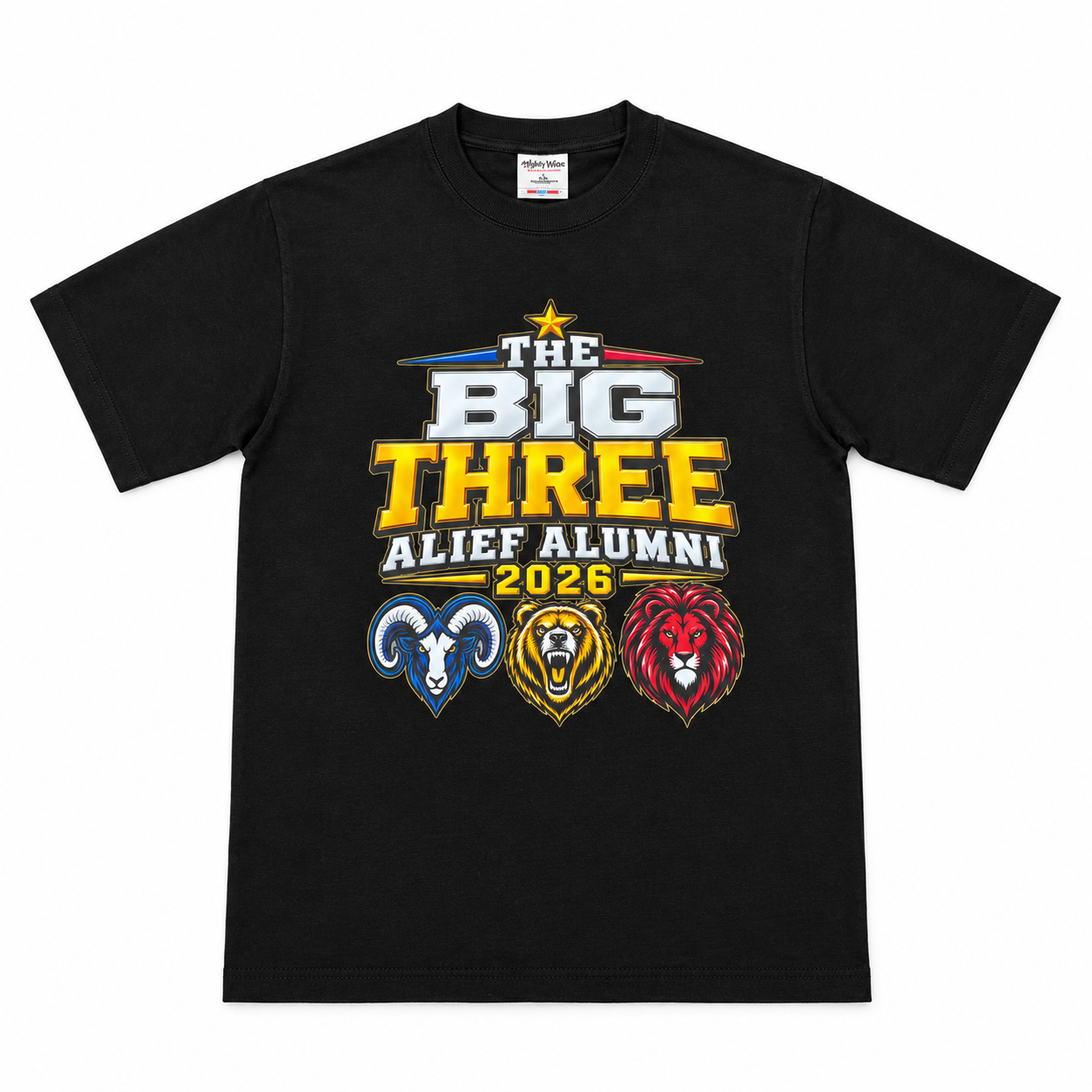 The Big Three Alief Alumni Tee Front Only - Black