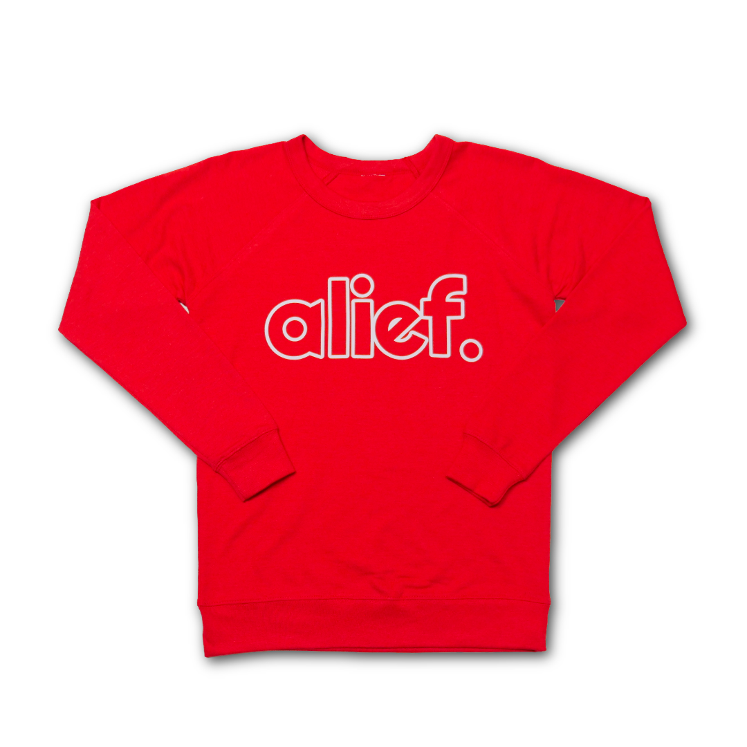 Fitted Bold Alief Crewneck - Red/White