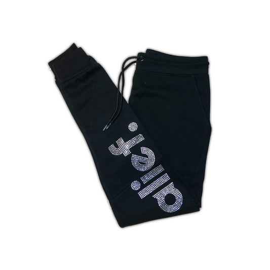 Alief Rhinestone Joggers - Black