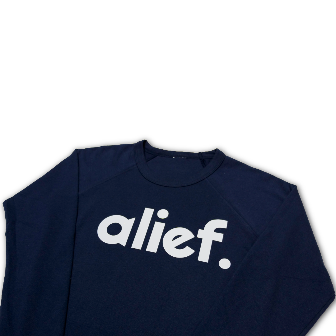 Fitted Bold Alief Crewneck - Navy/White