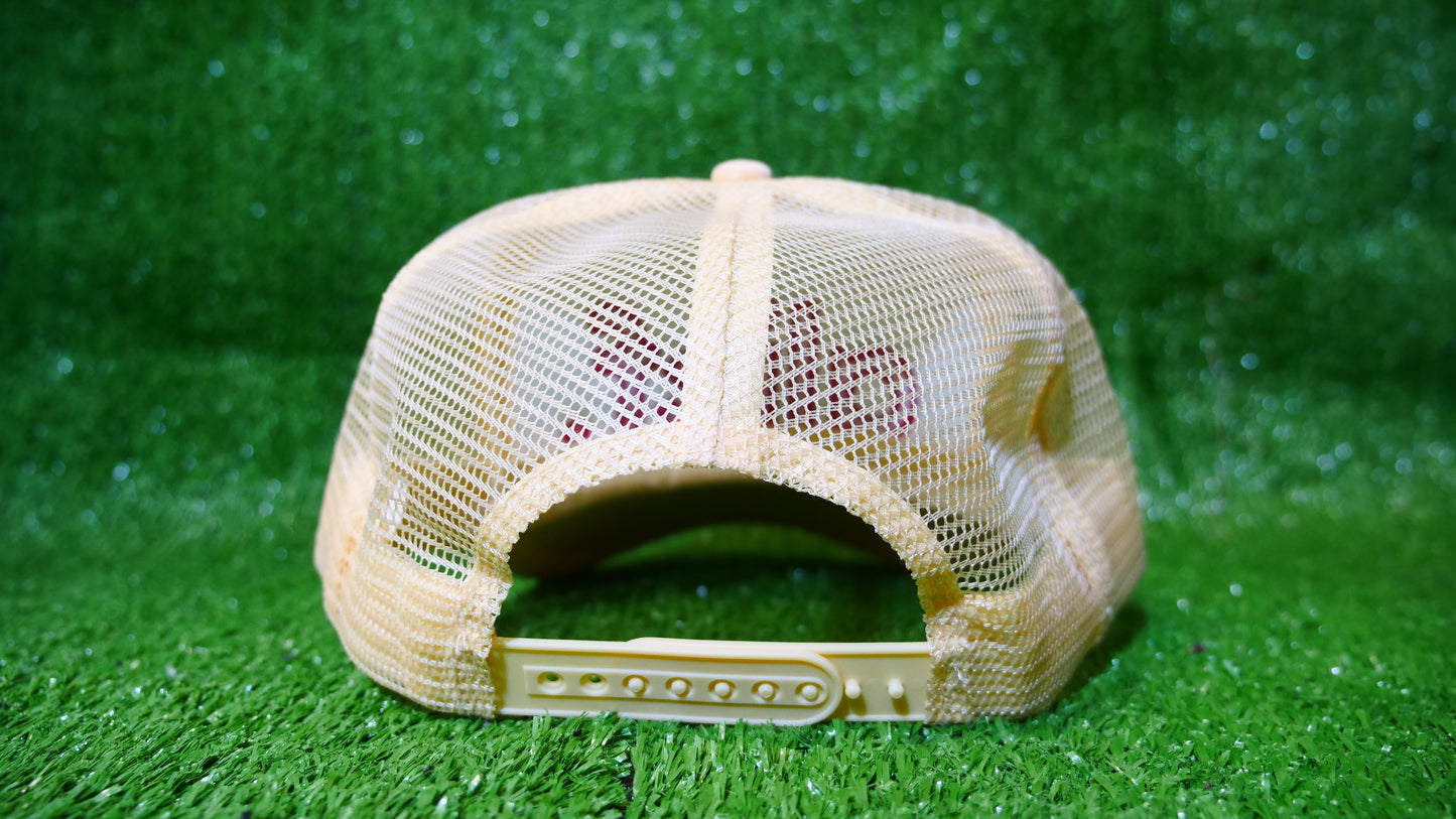 Bold Alief Trucker Hat - Tan and White/Red