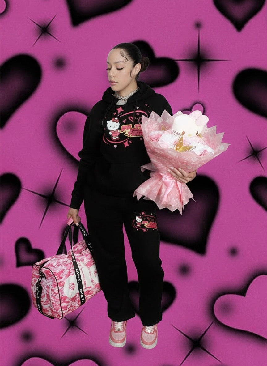 Alief Texas Kitty 🎀 – Black Top & Bottom Set