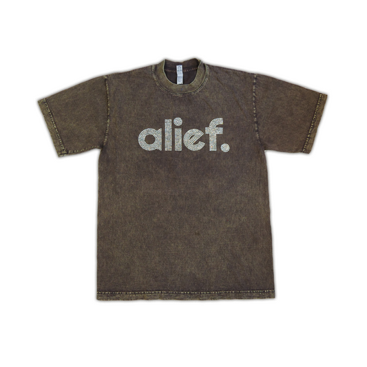 Alief Rhinestone Tee - Vintage Brown