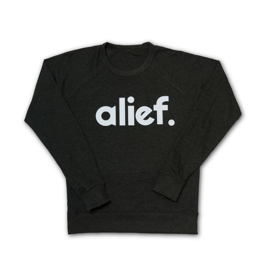 Fitted Bold Alief Crewneck - Heather Charcoal/White