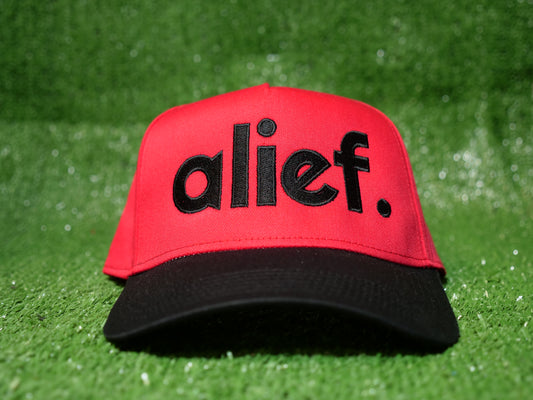 Bold Alief Trucker Hat - Black and Red/Black
