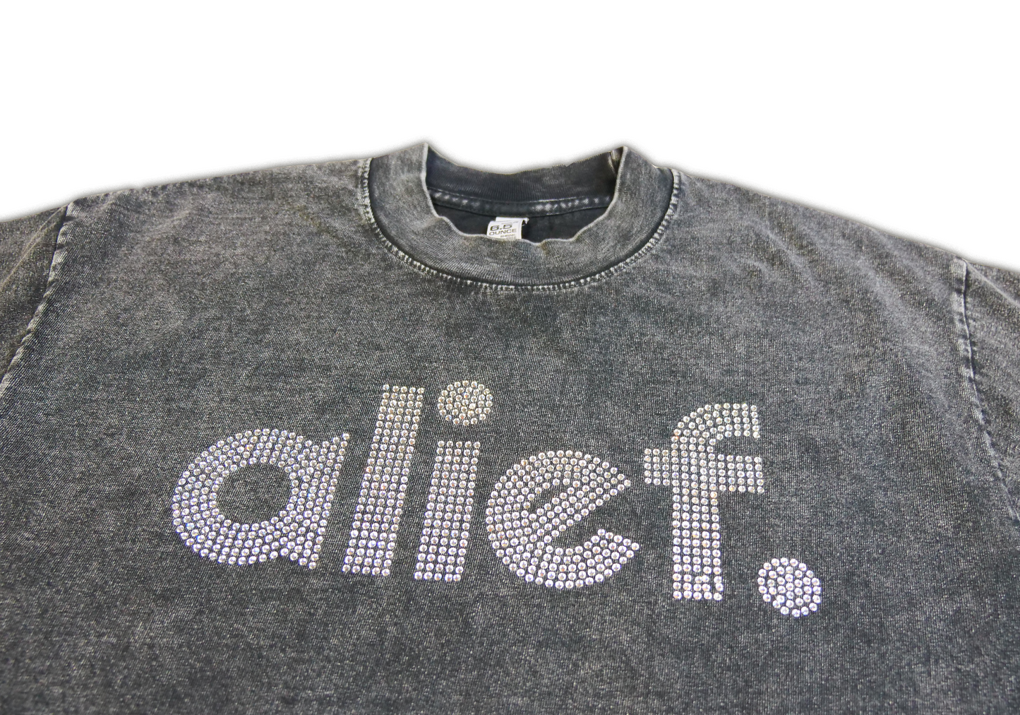 Alief Rhinestone Tee - Vintage Smoke Gray