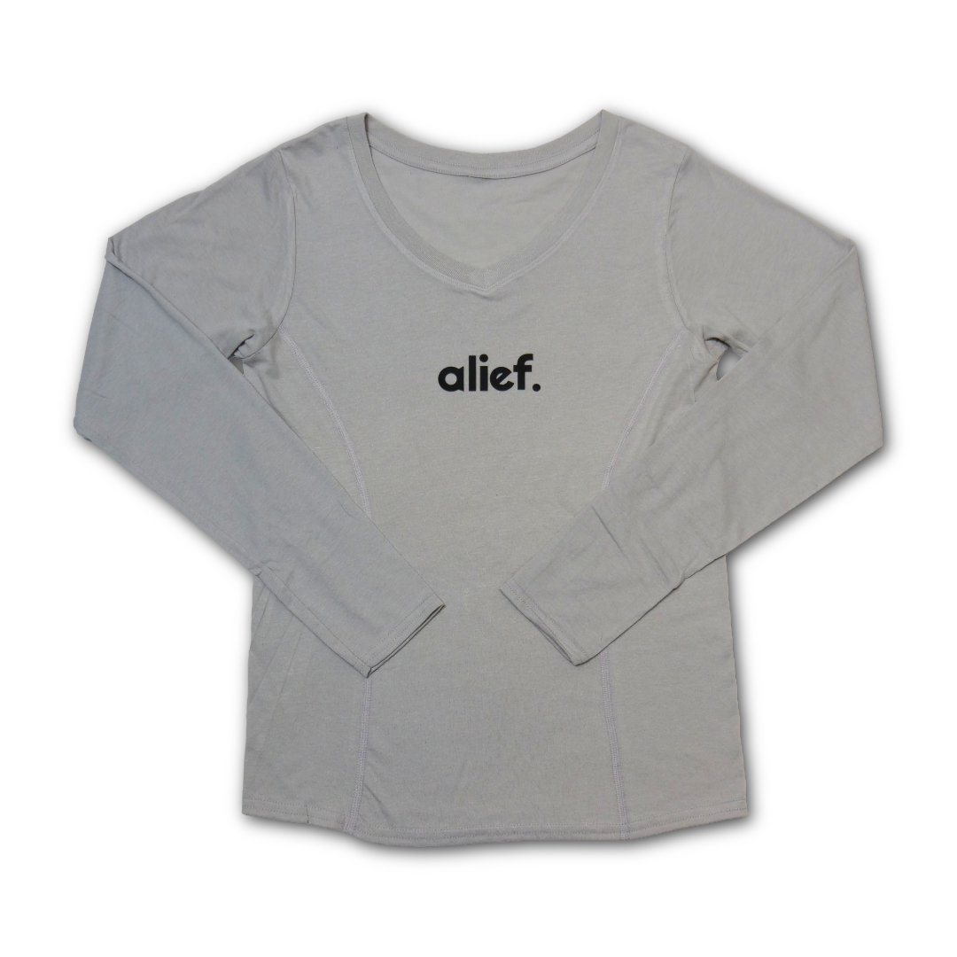 Women’s Fitted Bold Alief Long Sleeve V-Neck - Gray/Black