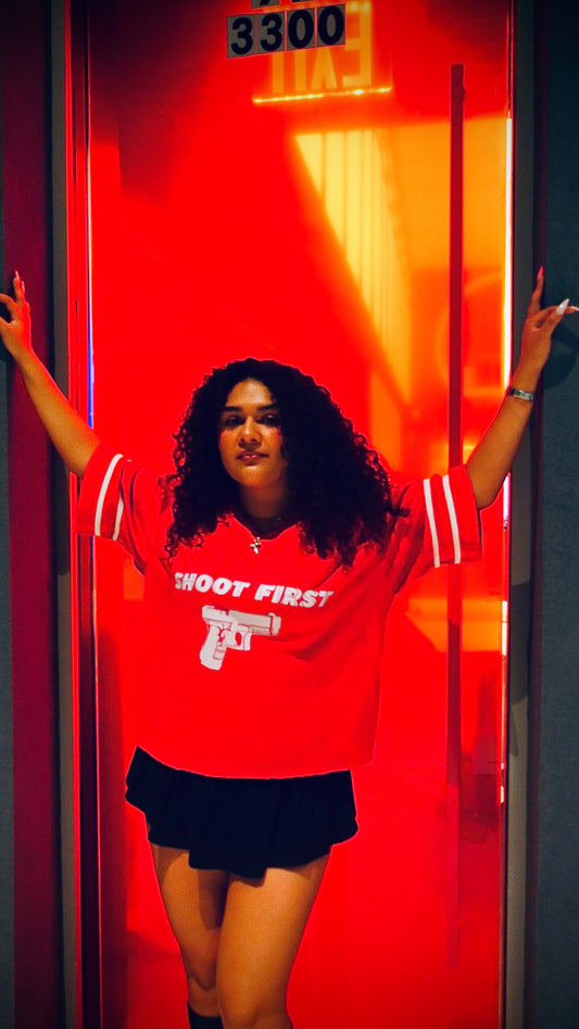 Shoot First Football Jersey - Red/White