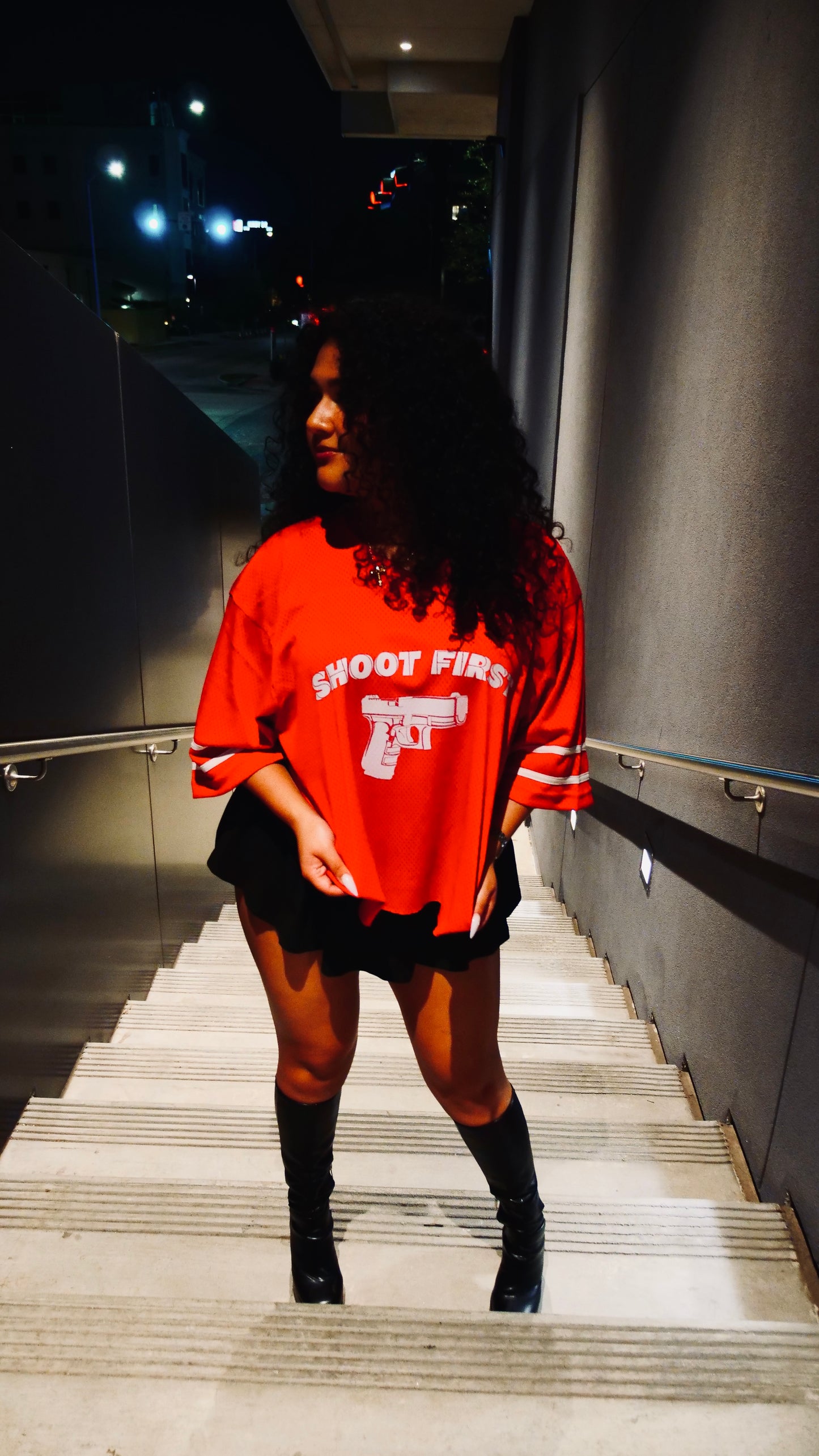 Shoot First Football Jersey - Red/White