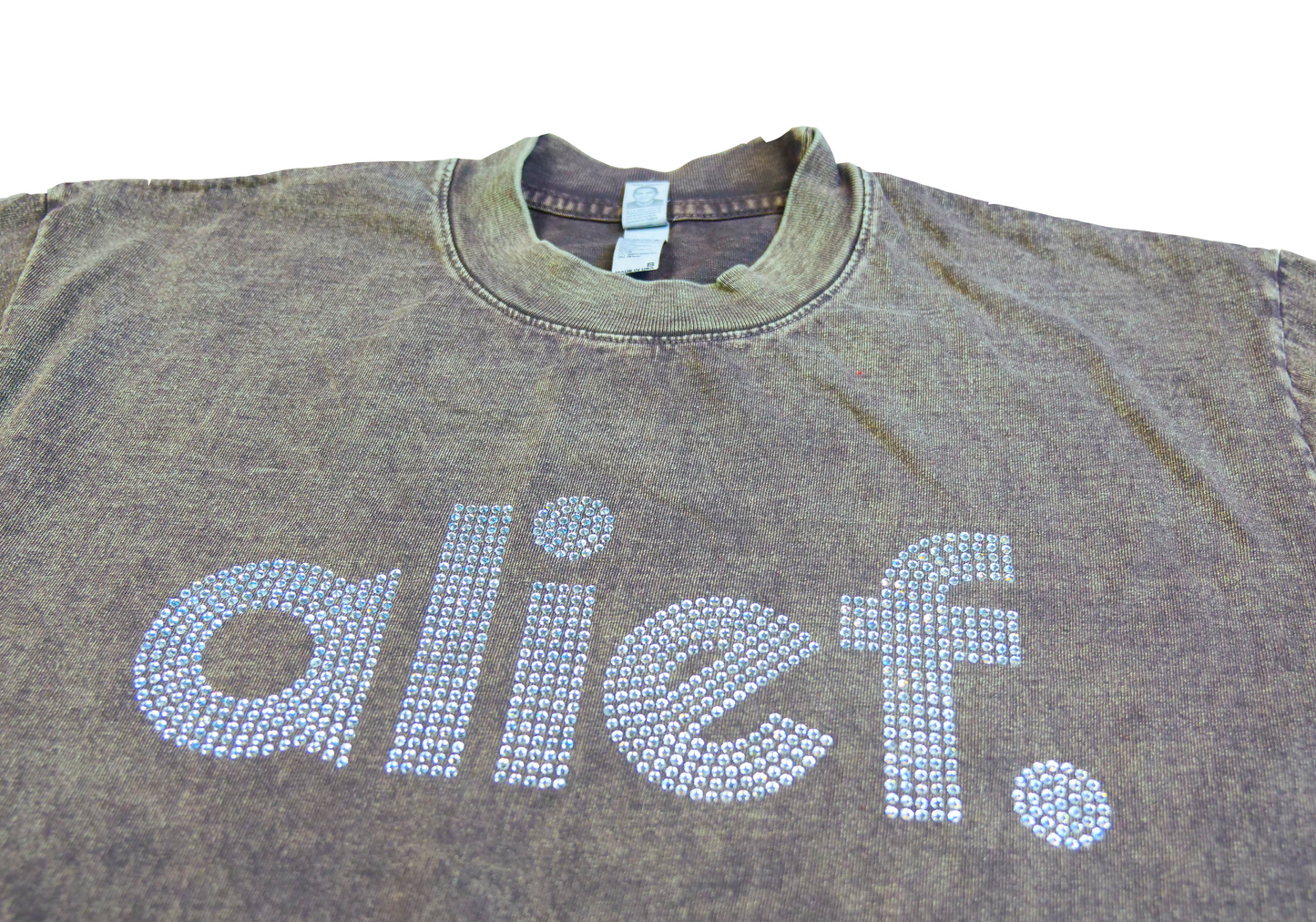 Alief Rhinestone Tee - Vintage Brown