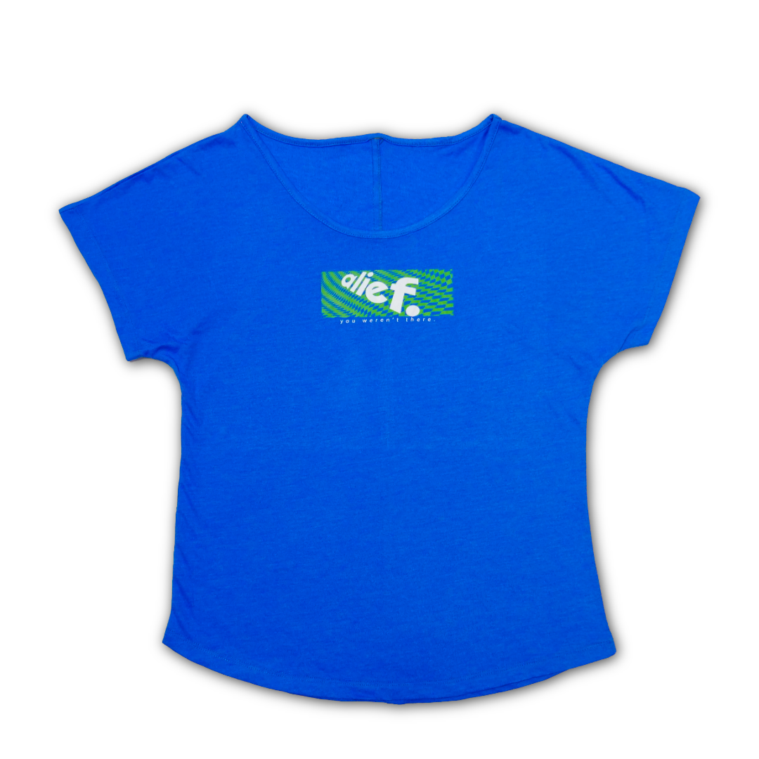 Alief You weren’t there (Checker) U-Neck Shirt - Canary Blue/Green & White