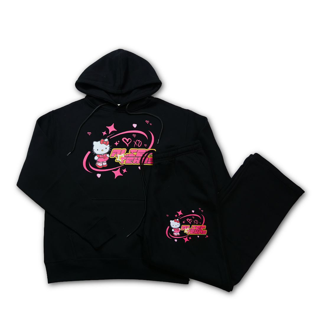 Alief Texas Kitty 🎀 – Black Top & Bottom Set