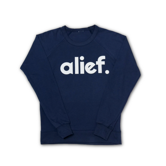 Fitted Bold Alief Crewneck - Navy/White