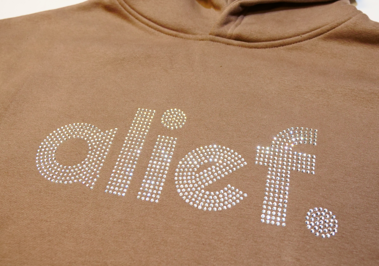 Alief Rhinestone Hoodie - Sand Brown