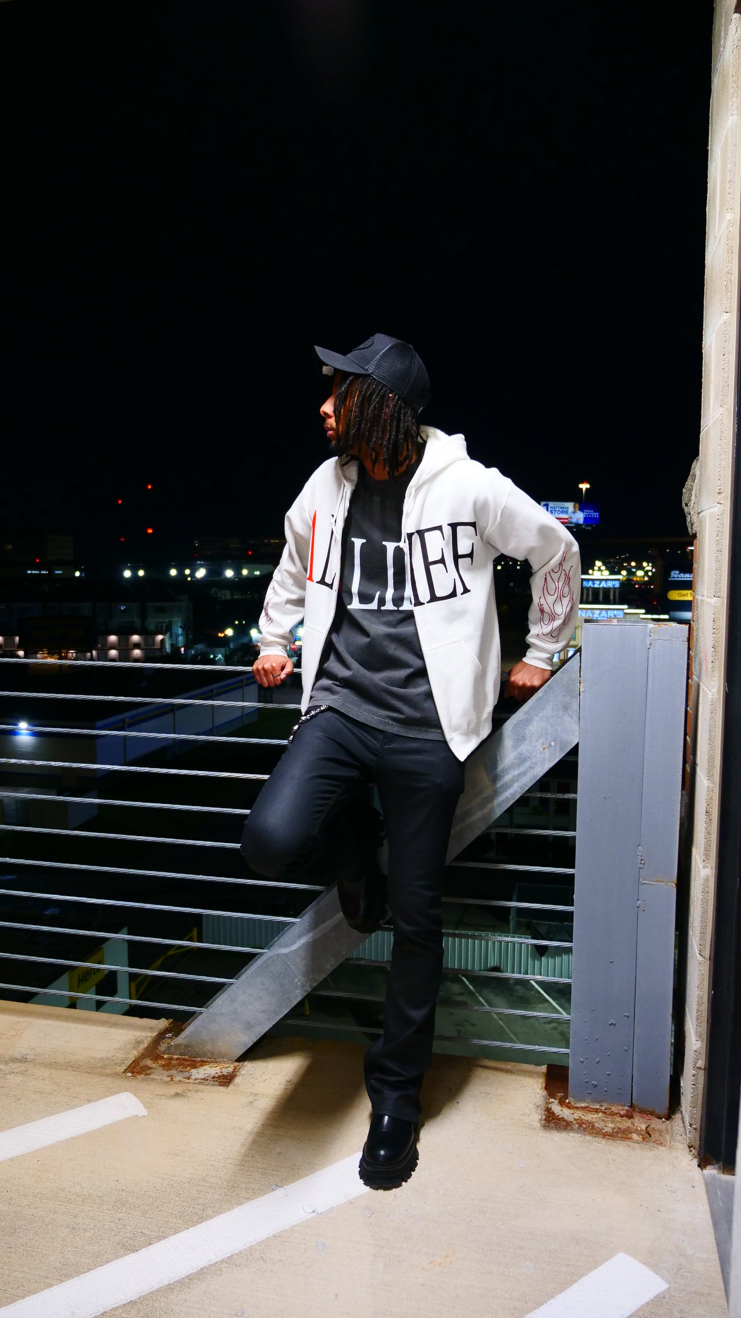 Luxury Alief Hoodie- White/Red Rhinestone