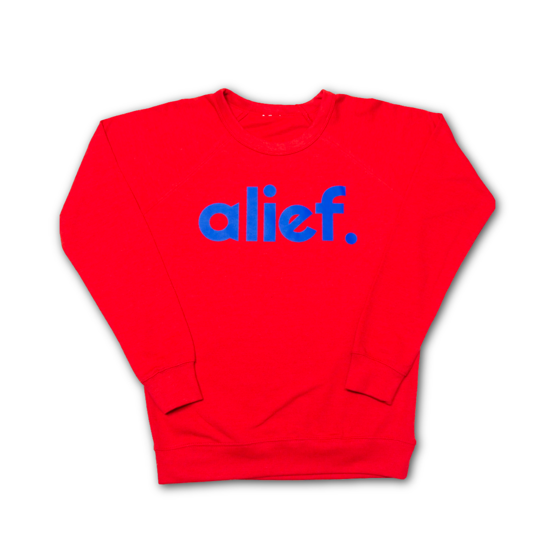 Fitted Bold Alief Crewneck - Red/Blue