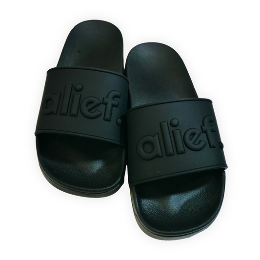 Bold Alief Embossed Slides - Black