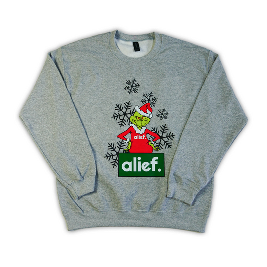Alief Grinch Christmas Sweater - Grey
