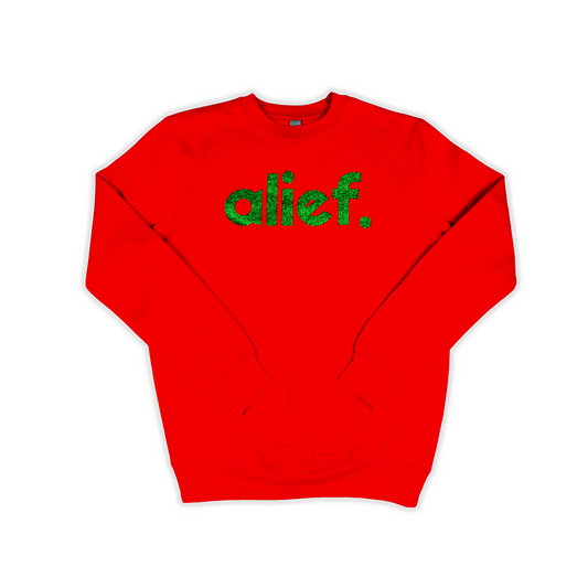 Alief Crewneck - Red/Green Glitter