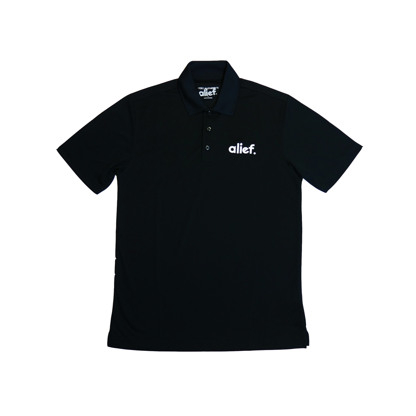 Embroidered Bold Alief Collar T-Shirts - Black/ White