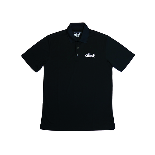Embroidered Bold Alief Collar T-Shirts - Black/ White