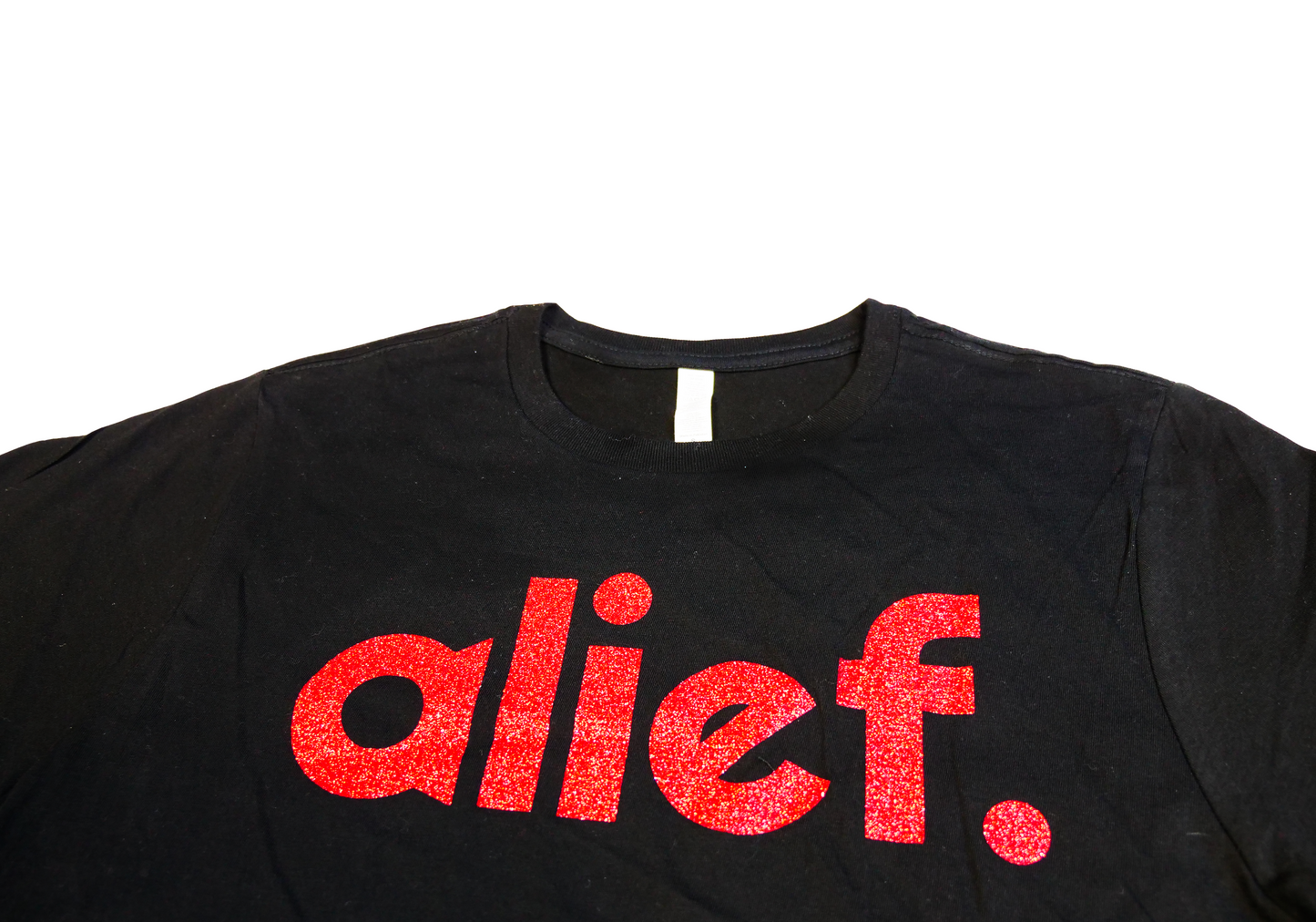 Alief Glitter Tee - Black/Red Glitter