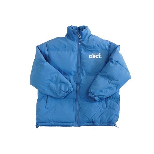 Premium Alief Puffer Jacket - Baby Blue/White