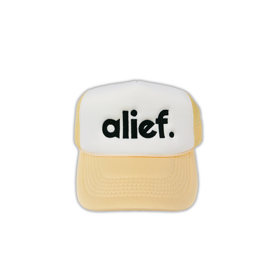 Bold Alief Trucker Hat - Cream and White/Black