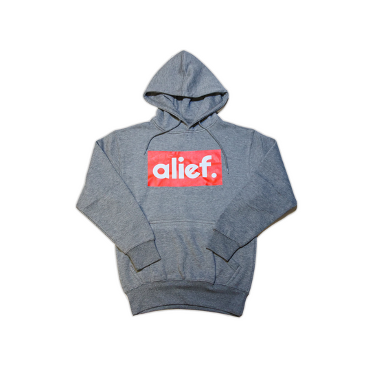 Alief Red Box Hoodie - Ash Gray