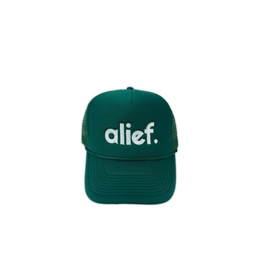 Bold Alief Trucker Hat - Forest Green/White