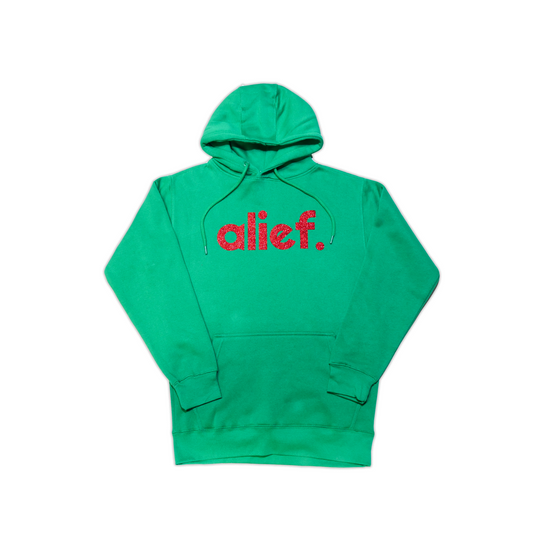 Alief Hoodie - Green/Red Glitter