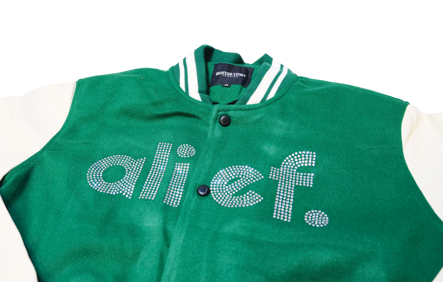Alief Rhinestone Varsity Jacket - Green