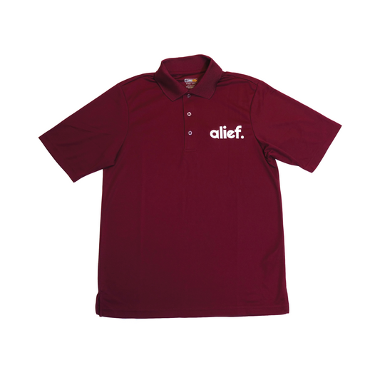 Embroidered Bold Alief Collar T-Shirts - Maroon/ White