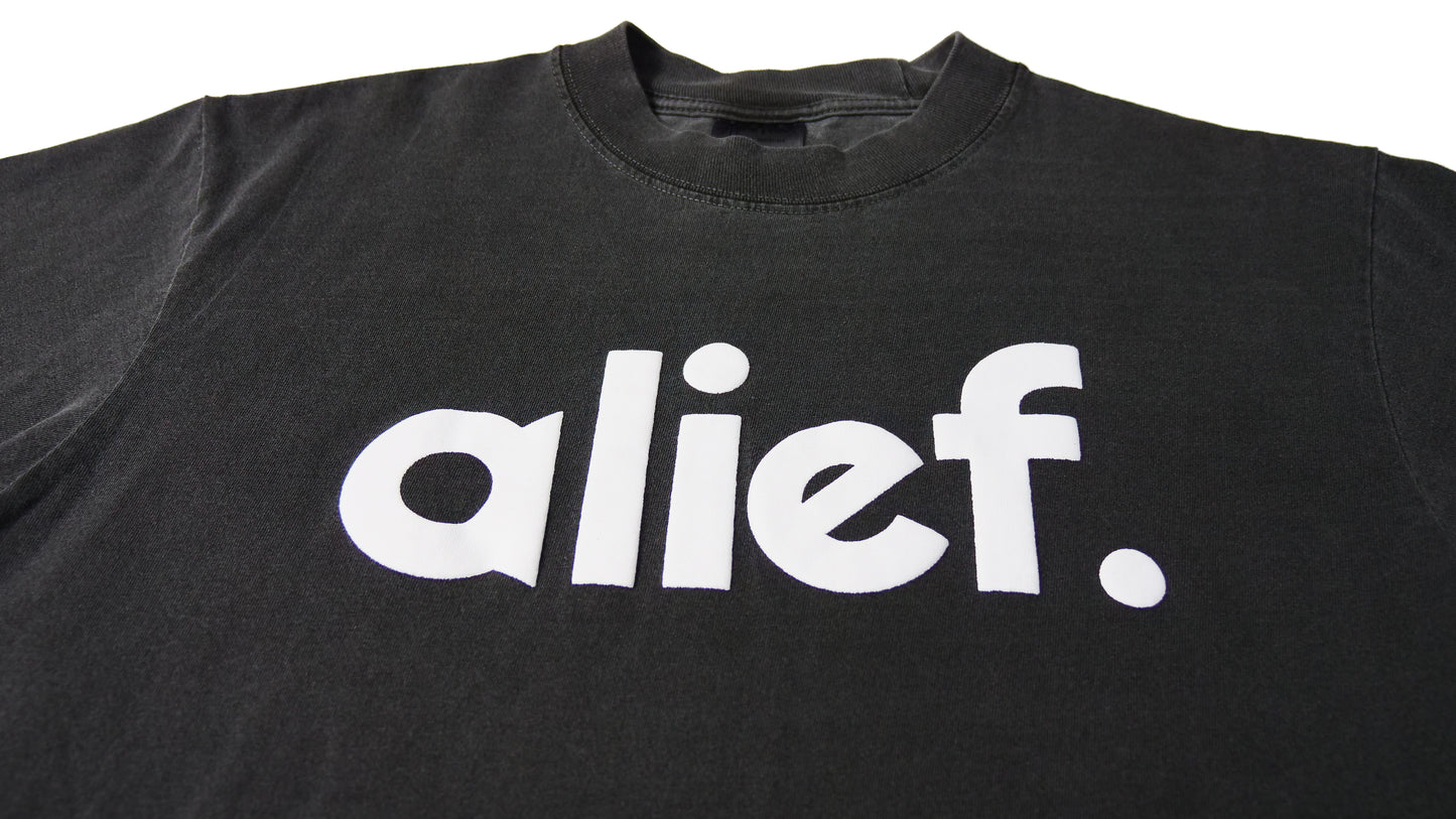 Puff Ink Bold Alief Tee - Stone Wash Gray/ White