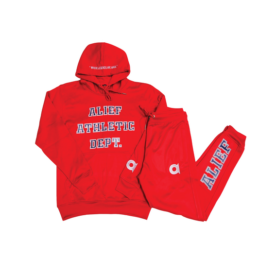 Alief Athletic Jumpsuit -Red/White