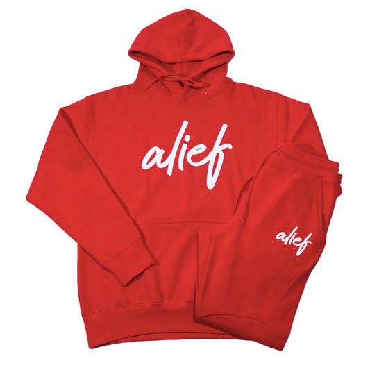 Alief 2.0 Cursive Jumpsuit - Red