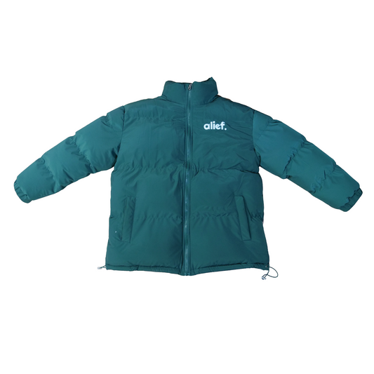 Premium Alief Puffer Jacket - Forest Green/White